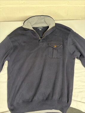 Nautica Navy Half-Zip Pullover with Contrast Collar